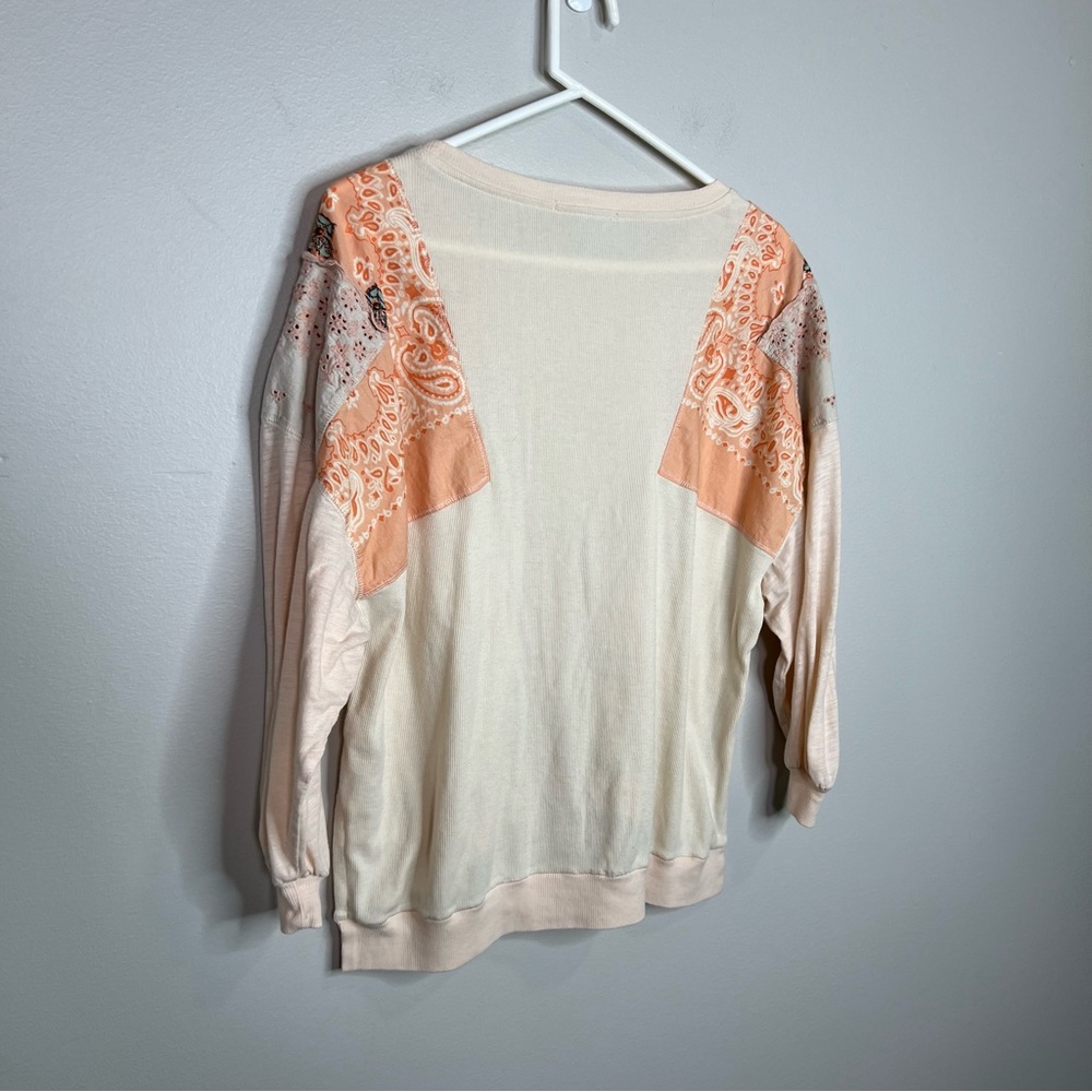 We the Free Patchwork Cozy Boho Feelin It tee in alabaster combo size XS - Picture 14 of 15